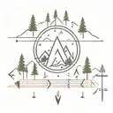 arrow, mountain, trees, compass, Morse code "fuck cancer" phrase tattoo design idea
