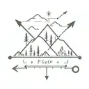 arrow, mountain, trees, compass, Morse code "fuck cancer" phrase tattoo design idea