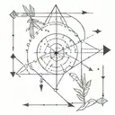 arrow, mountain, compass, Morse code "fuck cancer" phrase tattoo design idea