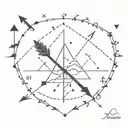arrow, mountain, compass, Morse code "fuck cancer" phrase tattoo design idea