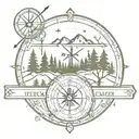 arrow, mountain, trees, compass, Morse code "fuck cancer" phrase tattoo design idea