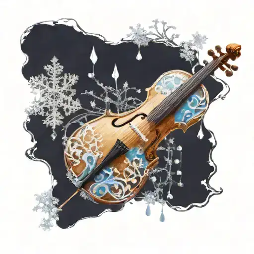 cello made of snowflakes tattoo design idea