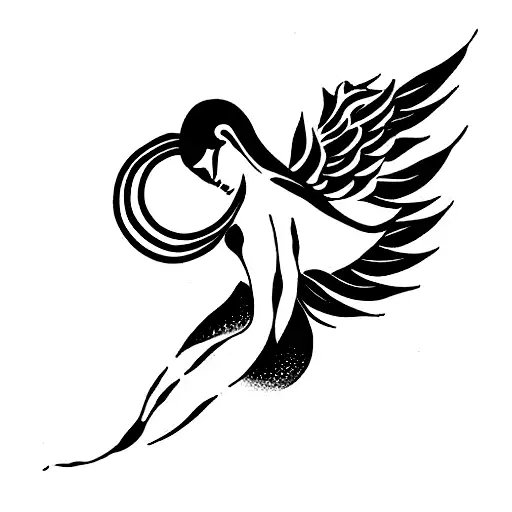 forma infinito entre alas de ángel  tattoo design idea