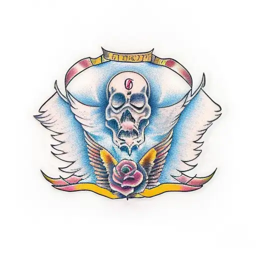 forma infinito entre alas de ángel  tattoo design idea