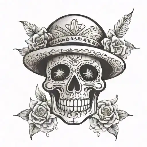 Sugar Skull wearing tattoo design idea