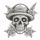 Sugar Skull wearing tattoo design idea