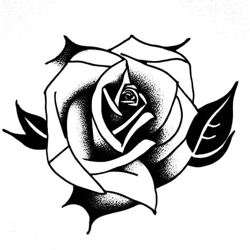 rose and a thistle together, simple line design tattoo design idea