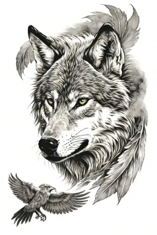 wolf face with wing tattoo tattoo design idea