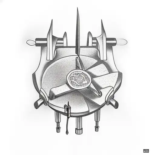 meat slicer tattoo design idea