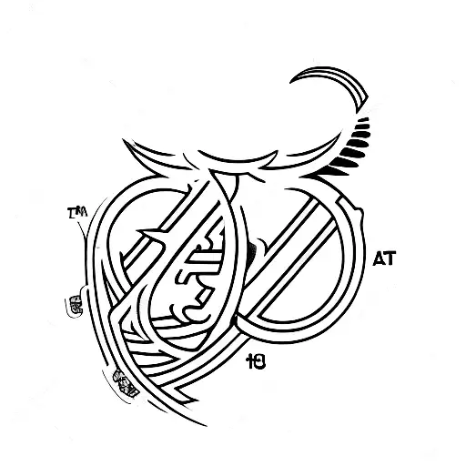 A minimalist tattoo of a guitar pick with the initials 'BTS' engraved on it tattoo design idea