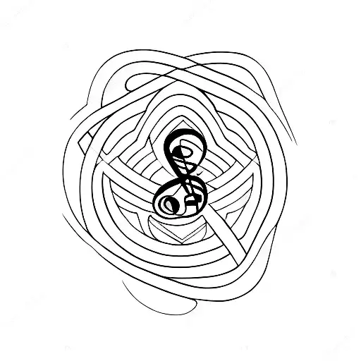 A minimalist tattoo of a music note intertwined with the BTS logo tattoo design idea