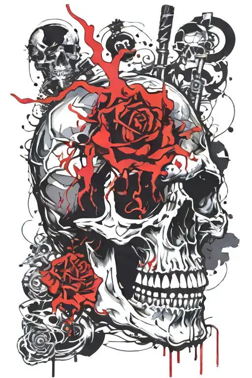 skull smoking cigar tattoo design idea