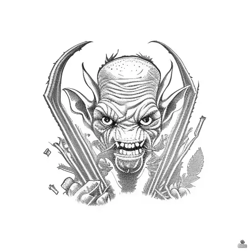 goblin with ganja tattoo design idea