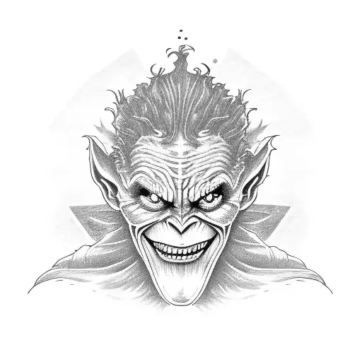green goblin with ganja tattoo design idea