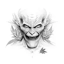 green goblin with cannabis tattoo design idea