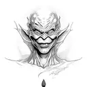 green goblin with cannabis tattoo design idea