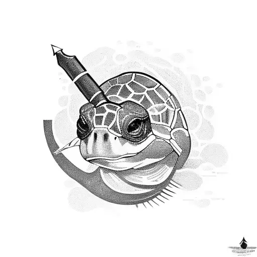 Turtle head smoking pipe tattoo design idea