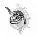 Turtle head smoking pipe tattoo design idea