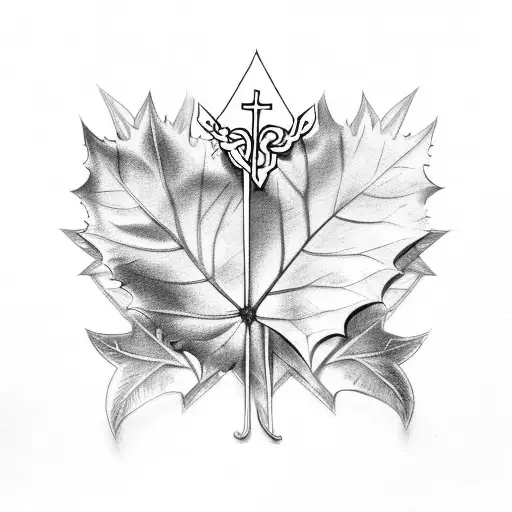 cross with ivy leaves tattoo design idea