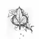 cross with small ivy leaves around it tattoo design idea