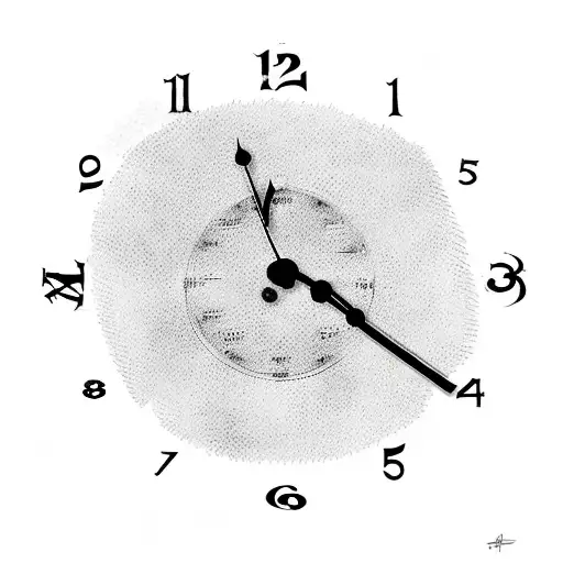 Clock With Small hand at 8 and big hand at 11 tattoo design idea