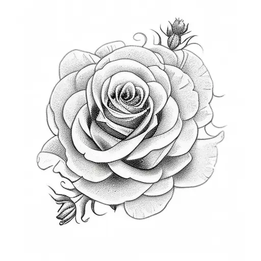 Anchor with roses, marigolds, carnations, asters tattoo design idea