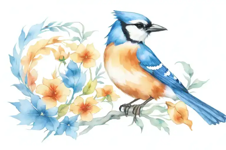 Angelo with bluejay silhouette tattoo design idea
