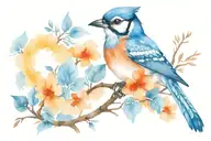 Angelo with bluejay silhouette tattoo design idea