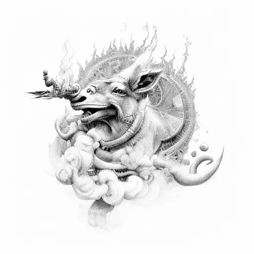 Donk car with smoke patterns incorporated into the design tattoo design idea