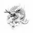 Donk car with smoke patterns incorporated into the design tattoo design idea