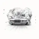 Donk car with smoke patterns incorporated into the design tattoo design idea