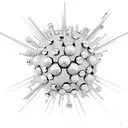 mideval flail spiked ball on chain shaded I. the art style of Hajime Sorayama black and white chrome long chain handle tattoo design idea