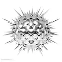 mideval flail spiked ball on chain shaded I. the art style of Hajime Sorayama black and white chrome tattoo design idea