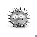 mideval flail spiked ball on chain shaded I. the art style of Hajime Sorayama black and white chrome tattoo design idea