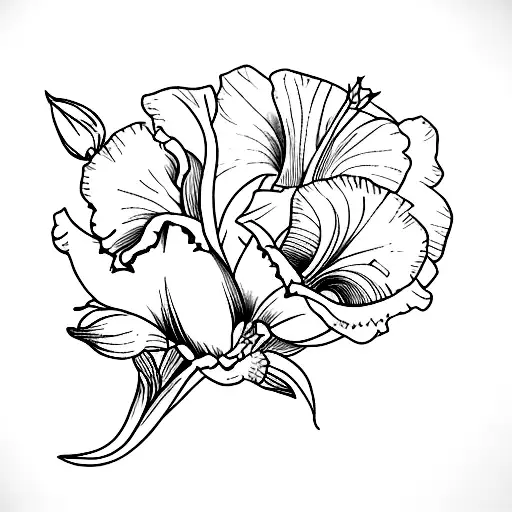 rose, tulip and iris flower bunch tattoo design idea