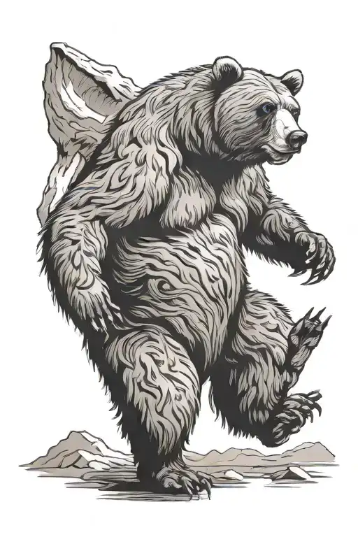 grizzly bear on hind legs tattoo design idea