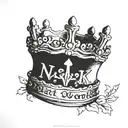 A crown spelling the name Nattie  tattoo design idea