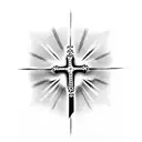 simple cross with the Bible verse job 42:5 tattoo design idea