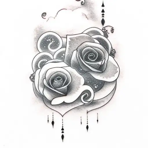 7 line quote with clouds in background  tattoo design idea