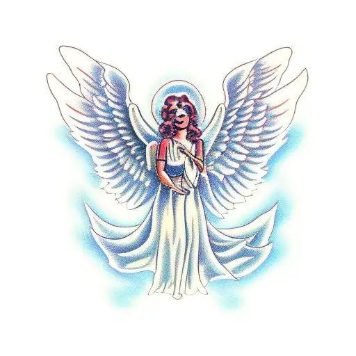 Angel with aura tattoo design idea