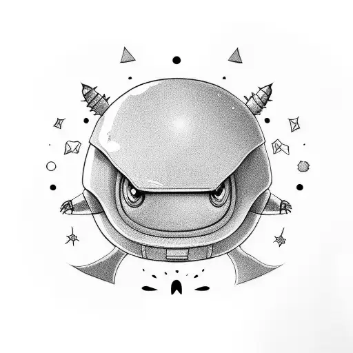 simplified cute cartoon alien tattoo design idea