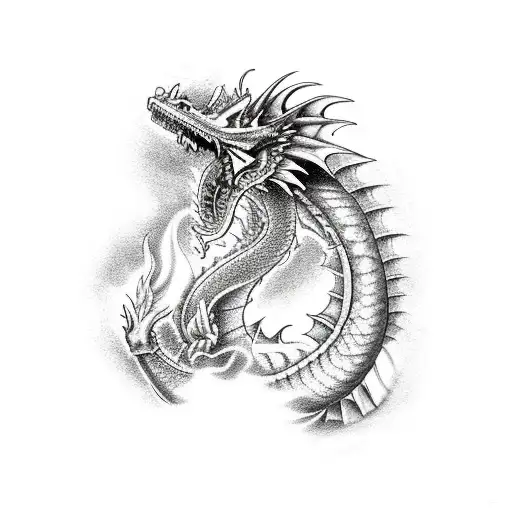 fire-breathing dragon tattoo design idea