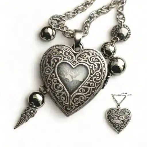 open locket necklace heart shaped  tattoo design idea