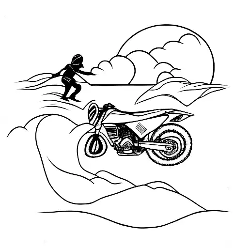 Silhouette of a dirt bike rider in action tattoo design idea