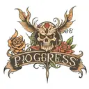 progress written tattoo design idea