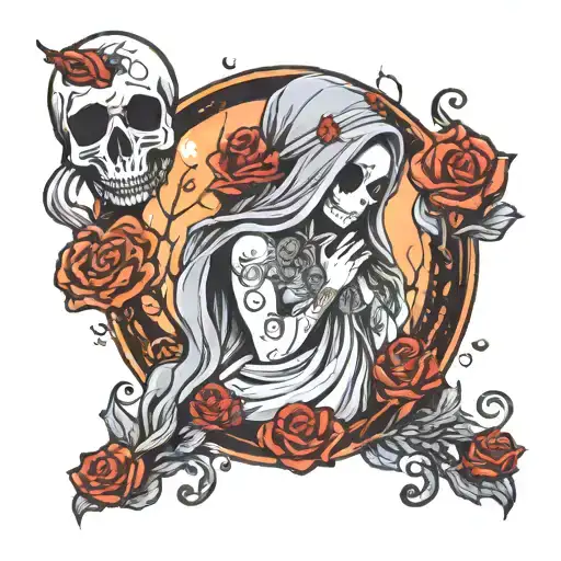 loneliness sweety ghost  tattoo design idea