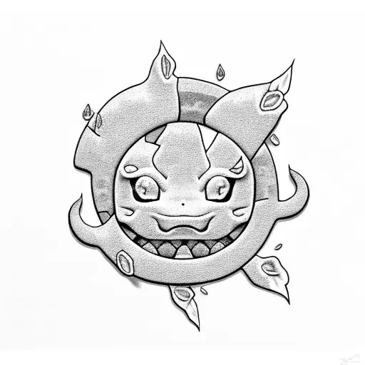 bulbasaur crushing coffee cherry tattoo design idea