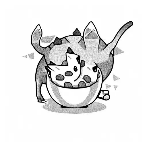 bulbasaur eating coffee cherry tattoo design idea