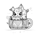 bulbasaur eating coffee cherry tattoo design idea
