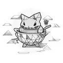 bulbasaur eating coffee cherry tattoo design idea